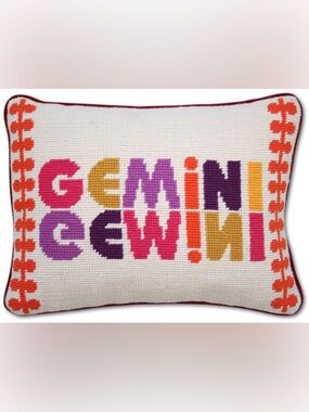 Rare Jonathan Adler Gemini Zodiac Needlepoint Pillow